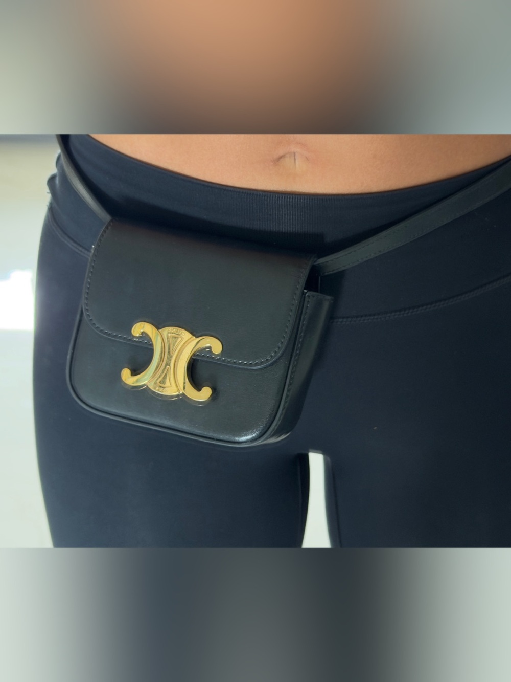 Celine Black Leather Mini Belt Bag with Gold Hardware and Belt! %100 Authentic